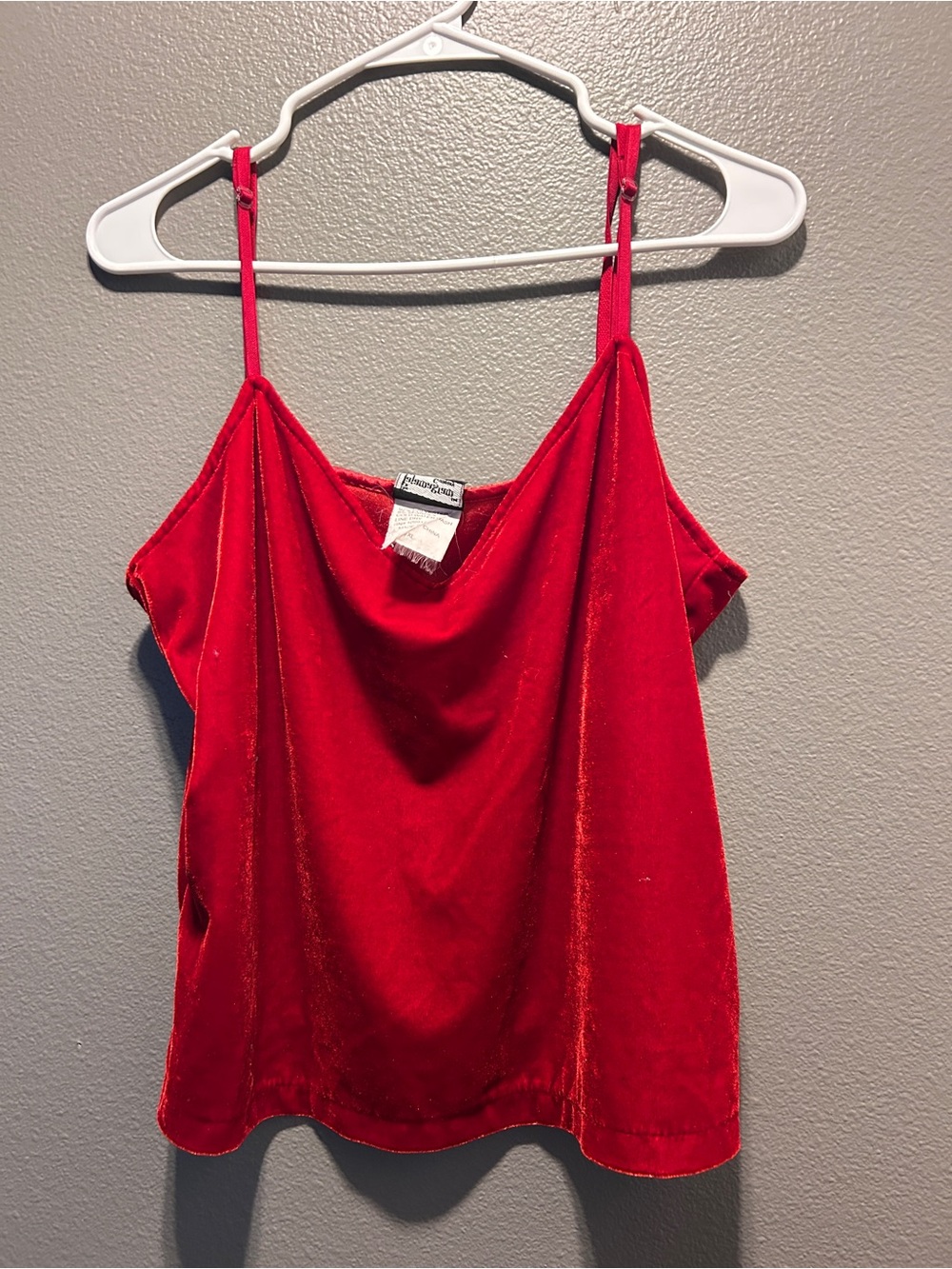 PajamaGram Velvet Cowl Neck Cami Tank Top Womens XL Red Holiday Sleepwear